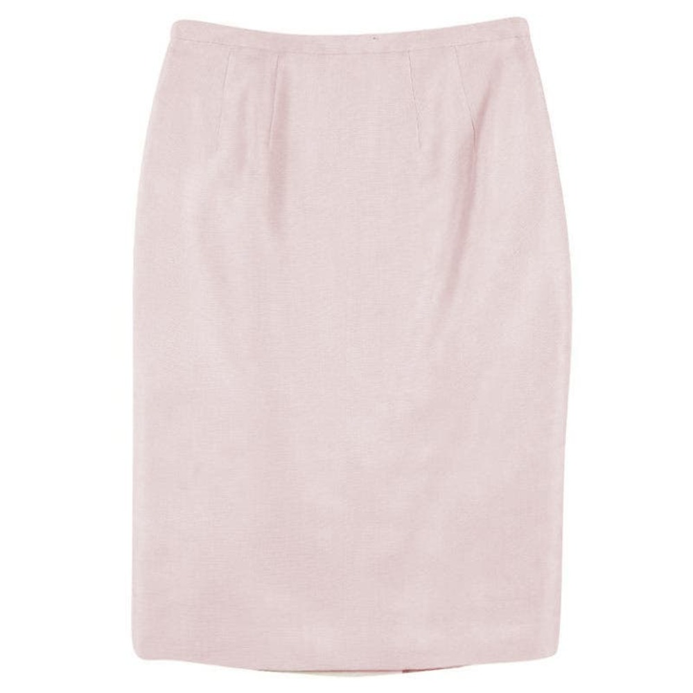 NEW! Valentino Silk Blend Peach NUDE Pencil buckle Knee Length Skirt Size:8